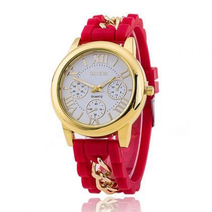 Fashion Silicone Golden Watch For Women