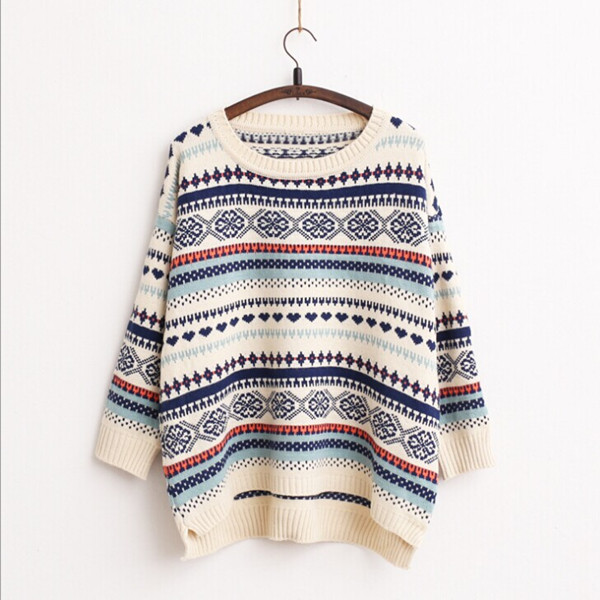 Tribal Print Loose Sweater